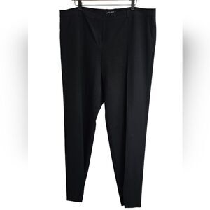 St. John Caviar Jennifer Pleated Straight Leg Ankle Crop Pants Black Siz…